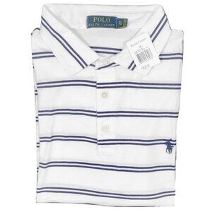 New Polo Ralph Lauren Polo Shirt!  White With Navy Stripes  Soft Smooth Cotton